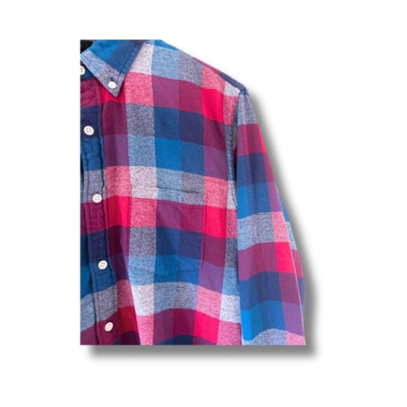 J. Crew Men Button Down Slim Flannel Shirt Size M Long Sleeve Casual - Picture 5 of 7